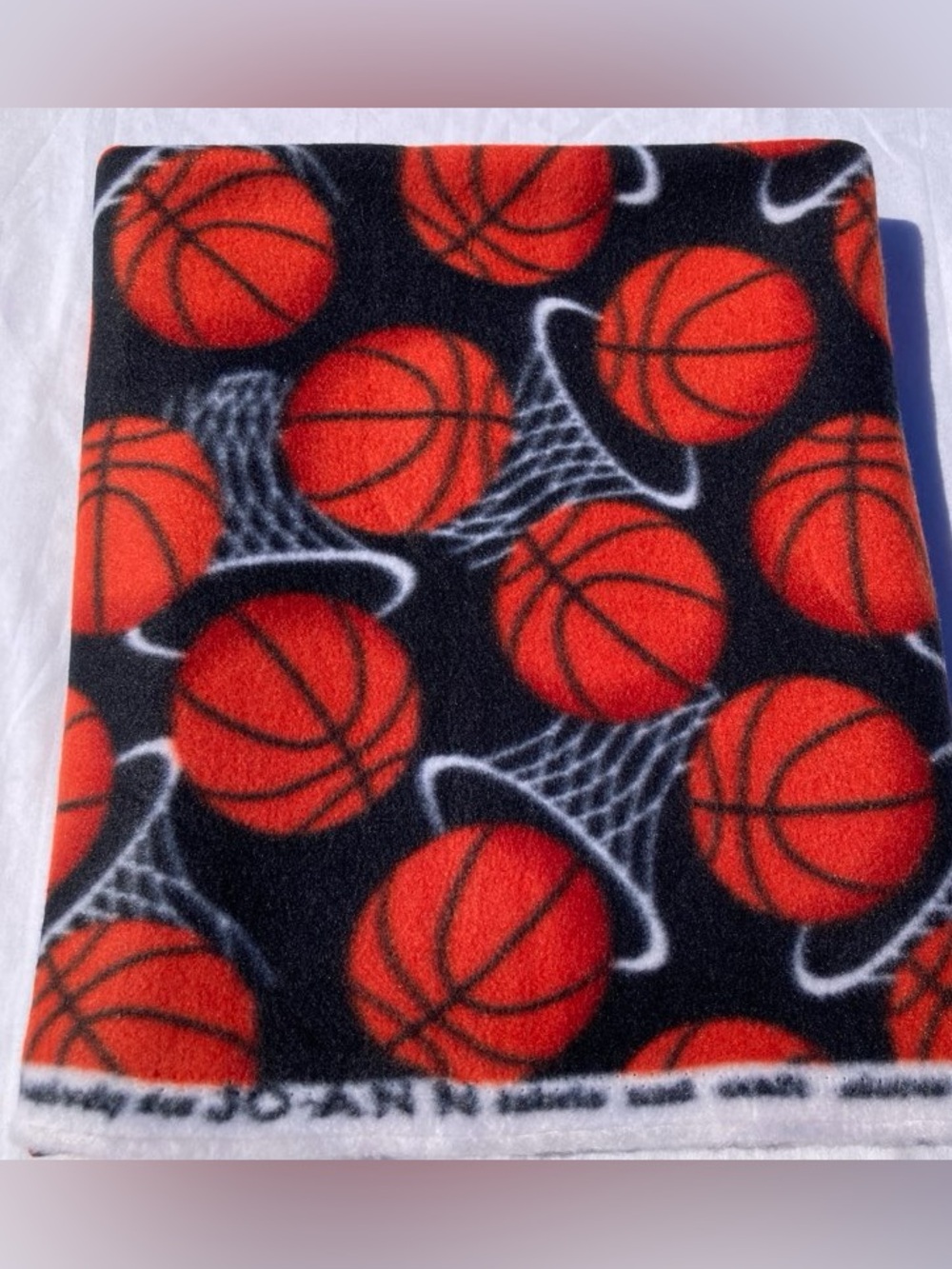 Joann Fabrics basketballs on Black Fleece Fabric 1 Yard by 58” wide